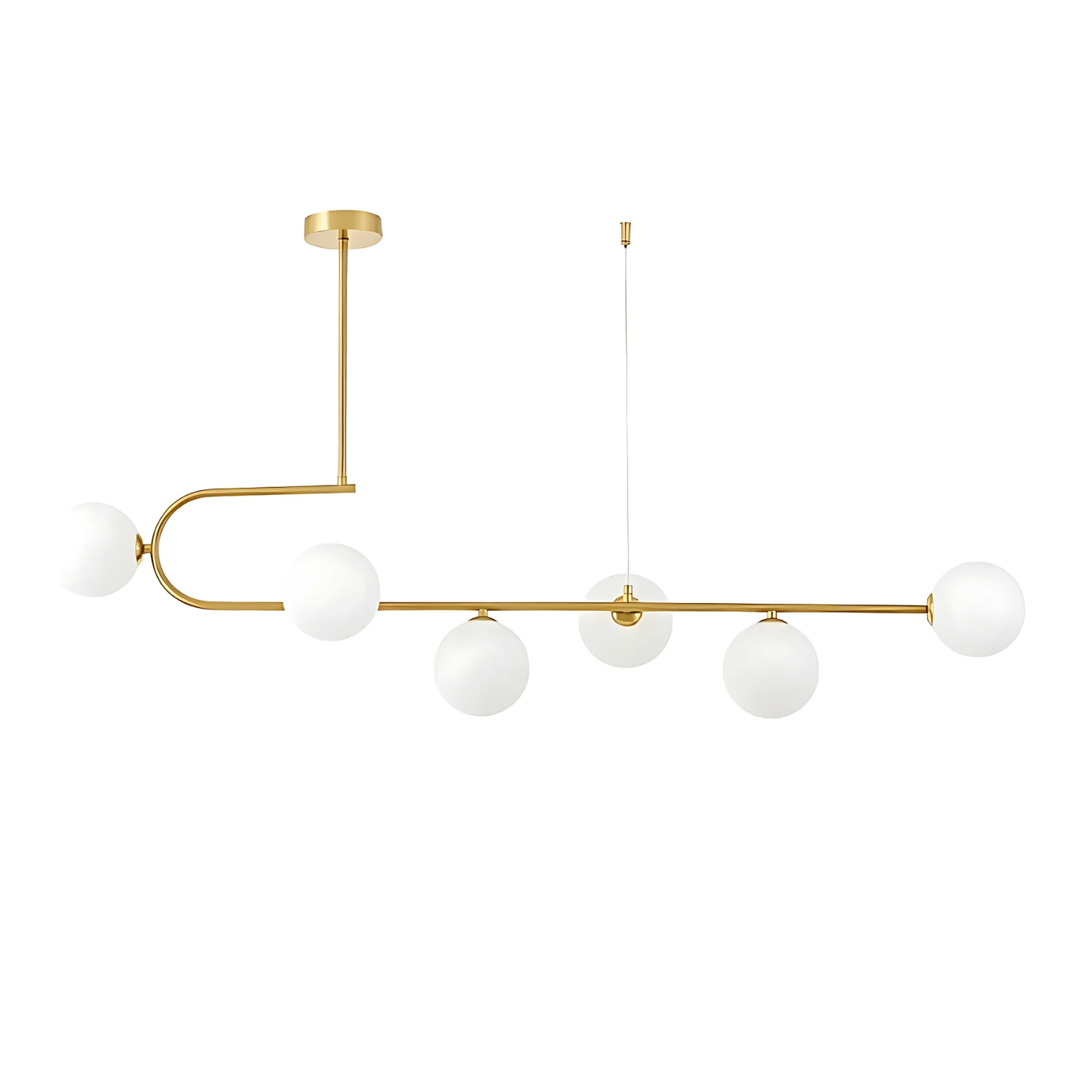 Kronleuchter GOLD mit 6 Kugeln – Weiß & Messing